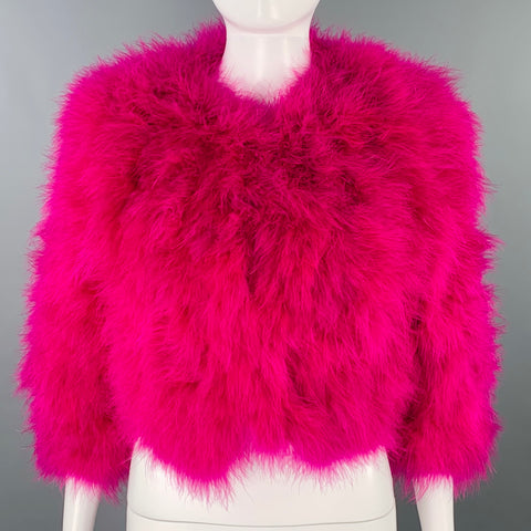 REISS Size S Purple Feathers Hook Eye Closure Jacket