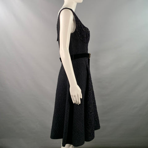 LOUIS VUITTON Size 8 Black Midnight Blue Acetate Blend Sleeveless Cocktail Dress