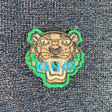 KENZO Size M Heather Blue Green Knit Cotton Crew Neck Pullover