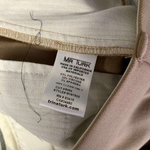 MR TURK Size 32 Tan Solid Polyester Blend Flat Front Dress Pants