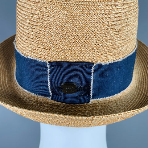 FILUHATS Size S Beige Blue Woven Paper Straw Hat