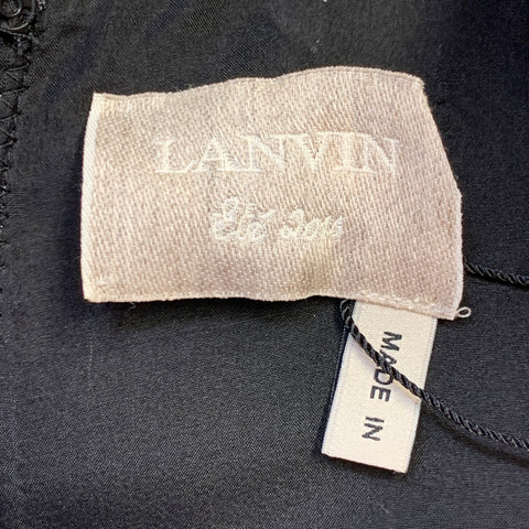 LANVIN Size 8 Black White Polyester Silk Color Block Sleeveless Dress