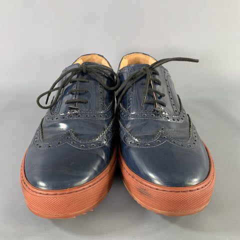 ARMANDO CABRAL Size 10 Blue Wingtip Leather Lace Up Lace Up Shoes