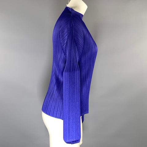 PLEATS PLEASE by ISSEY MIYAKE Size 6 Blue Cobalt Polyester Crinkled Dress Top