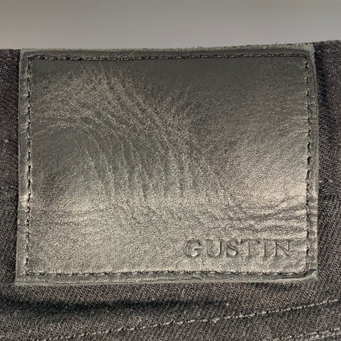 GUSTIN Size 40 151 Black Cotton Selvedge Twill Straight Jeans