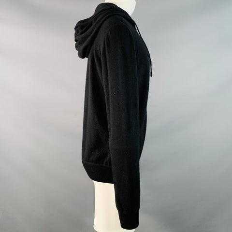 DOLCE & GABBANA Size M Black Knit Cashmere Hooded Sweatshirt