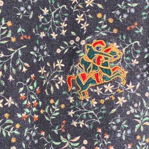 AIME LEON DORE x DRAKES LONDON FW21 Size L Navy Multi Color Floral Cotton Drawstring Casual Pants