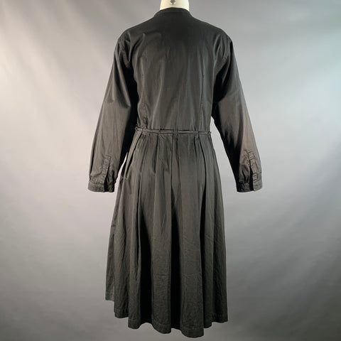 SOFIE D'HOORE Size L Black Cotton Pleated Snaps Midi Dress