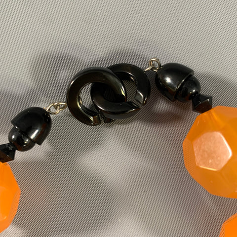 NO BRAND Orange Black Plastic Necklace