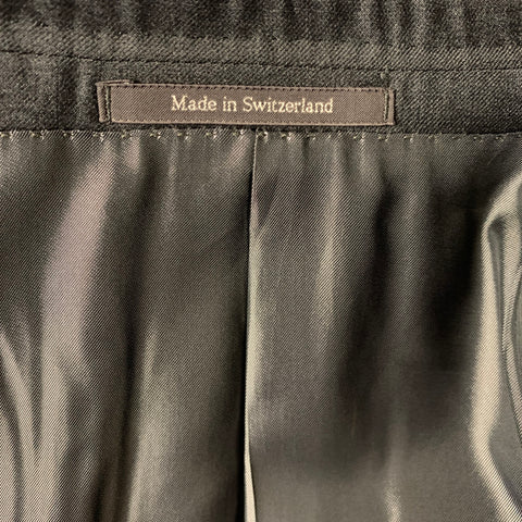 ERMENEGILDO ZEGNA Chest Size 40 Grey Heather Wool Notch Lapel 32 34 Suit
