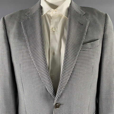 ARMANI COLLEZIONI Size 42 Grey Houndstooth Wool Blend Sport Coat