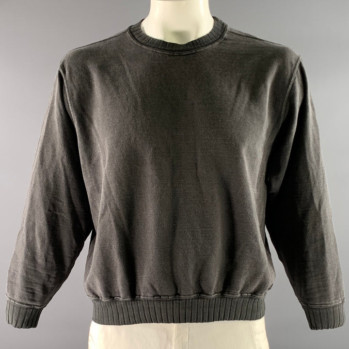 EVAN KINORI Size S Grey Washed Ribbed Sweatshirt