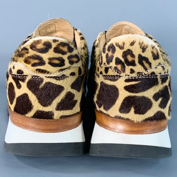 GREATS Size 10 Tan Brown Animal Print Pony Hair Low Top Sneakers
