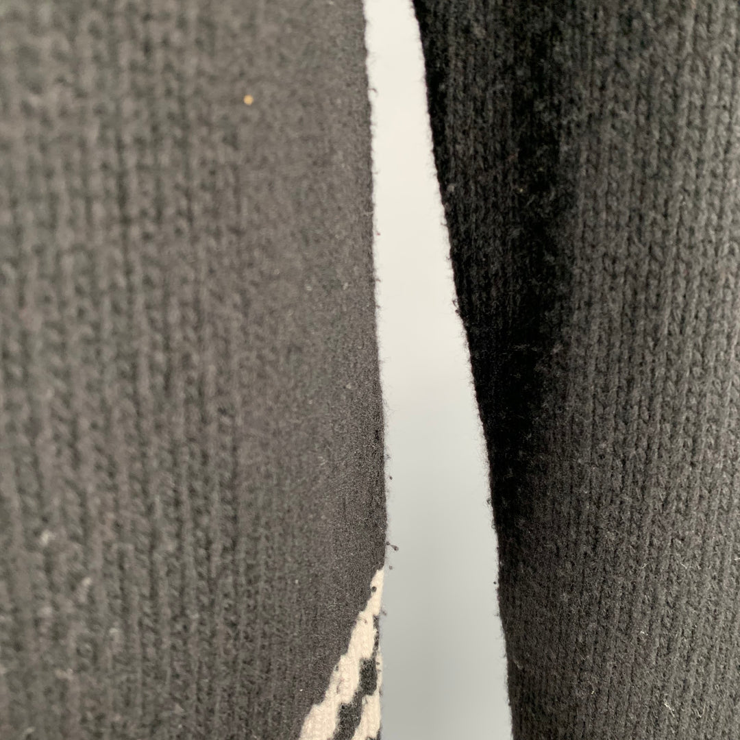 BALLY Size M Black White Knit Merino Wool Button Down Cardigan
