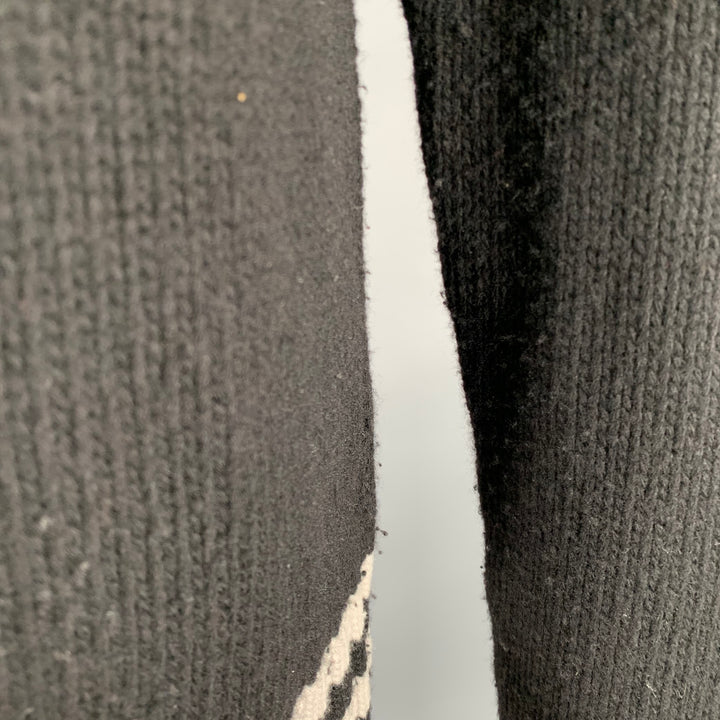 BALLY Size M Black White Knit Merino Wool Button Down Cardigan