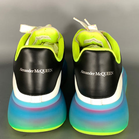 ALEXANDER MCQUEEN Size 10 White Multi Color Color Block Leather Low Top Sneakers