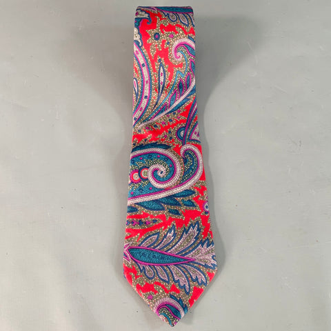 CHRISTIAN DIOR Red Blue Paisley Silk Tie