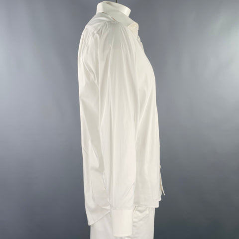 LORENZO UOMO Chemise à manches longues en coton et nylon stretch blanc Taille XL