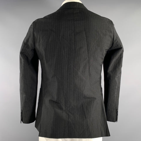 UNITED ARROWS Chest Size 48 Black Grey Pinstripe Cotton Blend Sport Coat