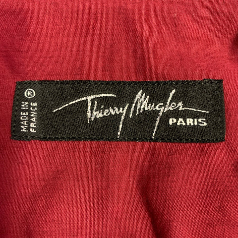 THIERRY MUGLER Size S Red Cotton One Pocket Snaps Long Sleeve Shirt