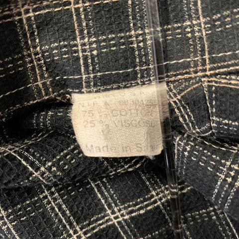ERMENEGILDO ZEGNA Size L Black White Plaid Cotton Blend Long Sleeve Shirt