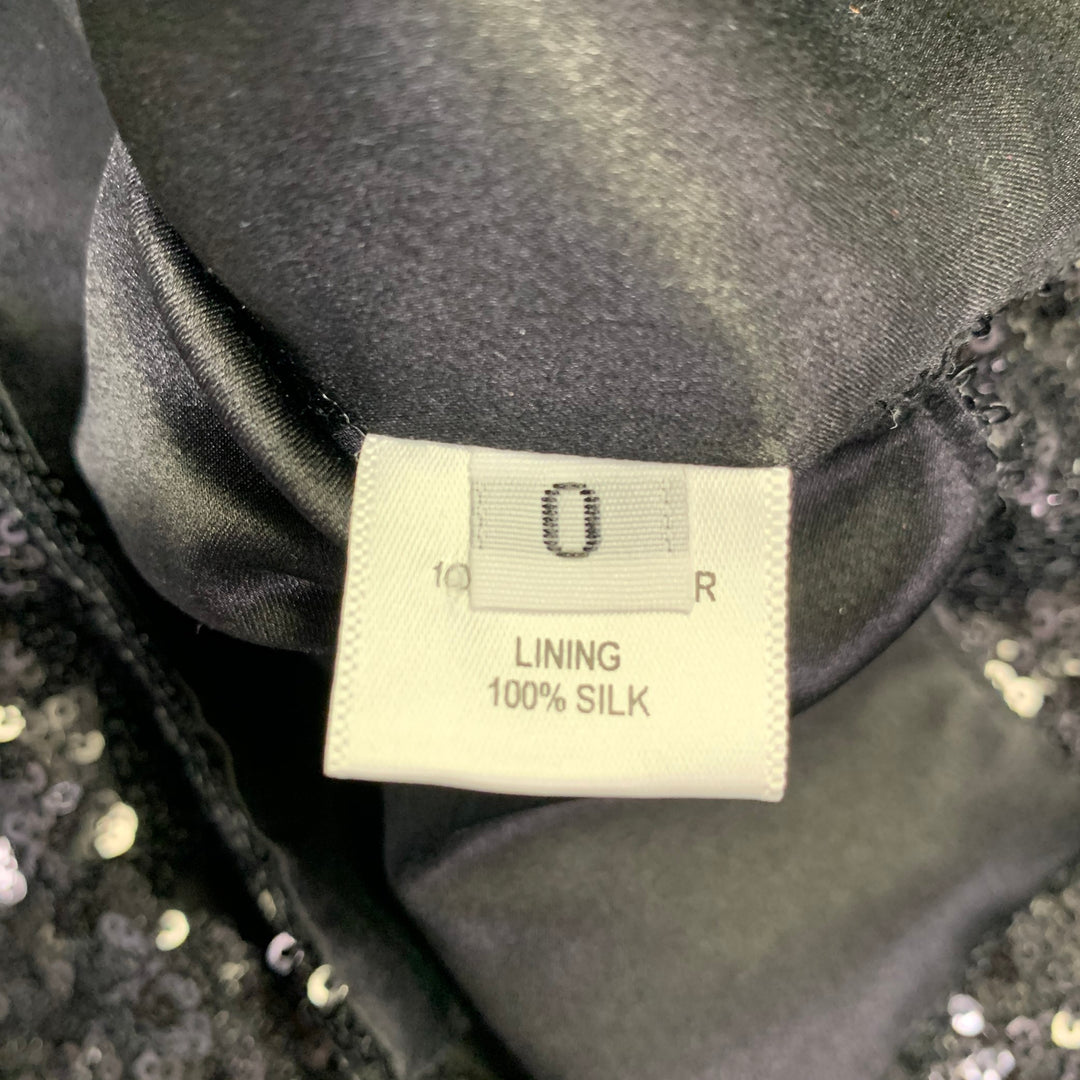 PRABAL GURUNG Size 0 Black Polyester Sequined Draped Dress Top