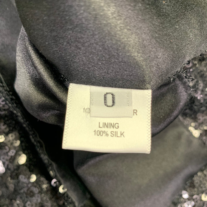 PRABAL GURUNG Size 0 Black Polyester Sequined Draped Dress Top