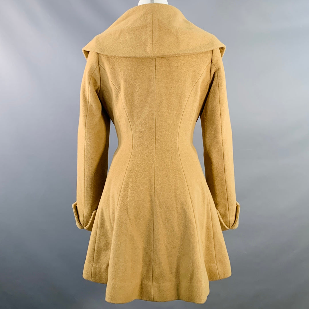 TRINA TURK Size 0 Tan Wool Cashmere Shawl Collar Snaps Coat