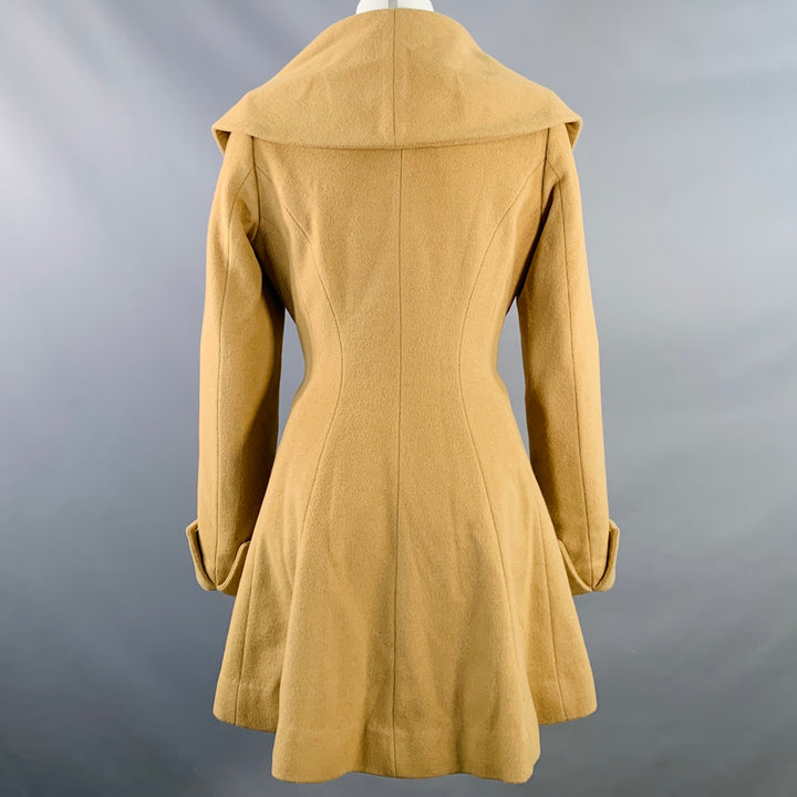 TRINA TURK Size 0 Tan Wool Cashmere Shawl Collar Snaps Coat