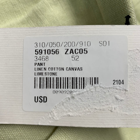 GUCCI Size 36 Green Linen Cotton Pleated Cuffed Casual Pants