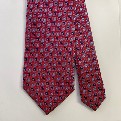 ERMENEGILDO ZEGNA Size One Size Red Blue Abstract Silk Tie