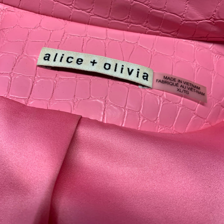ALICE + OLIVIA Size XL Pink Polypropylene Blend Embossed Biker Jacket