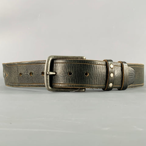 SKIN ON SKINS Size 36 Spiral Black Silver Studded Leather Belt
