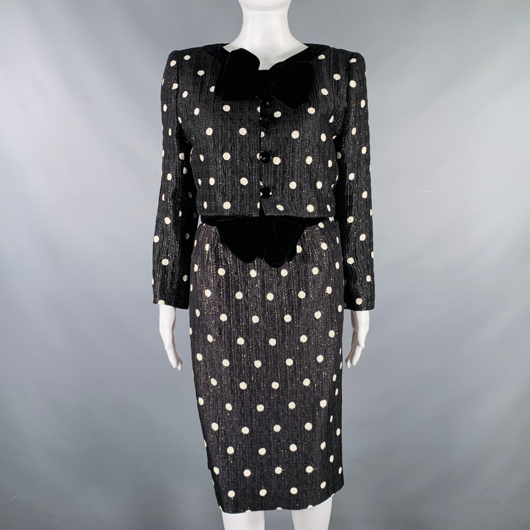 VALENTINO Size M Black White Polka Dot Strapless Dress Jacket Set Sui Generis Designer Consignment VALENTINO Size M Black White Polka Dot Strapless Dress Jacket Set Sui Generis Designer Consignment