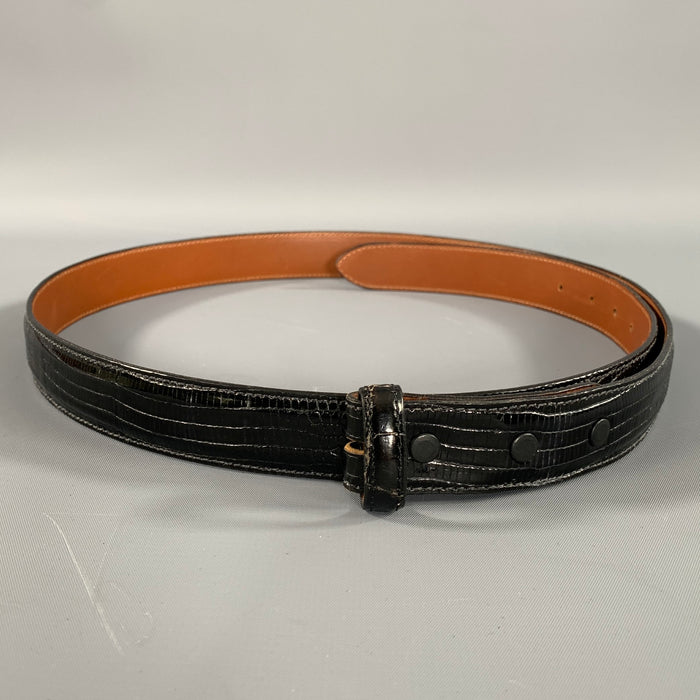 COACH Size 38 Black Crackled Lizard Belt