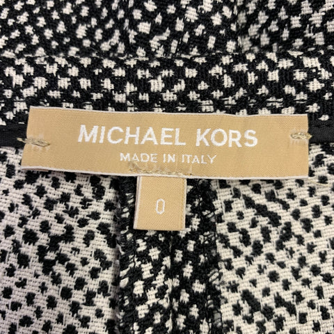 Pantalon habillé MICHAEL KORS COLLECTION taille 0, en tweed de laine noir et blanc, avec fermeture éclair latérale.