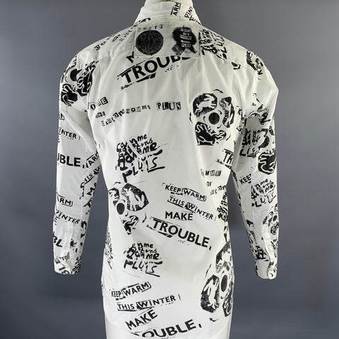COMME des GARCONS HOMME PLUS Size S White Black Graphic Long Sleeve Shirt