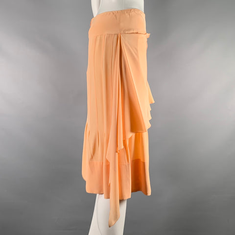 CHANEL Size 4 Orange Sorbet Silk Layered Skirt