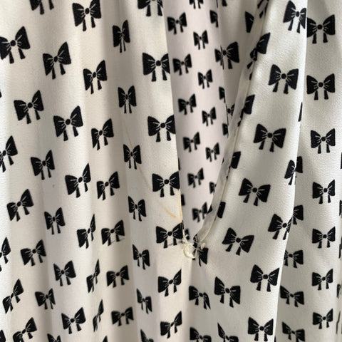 MAJE Size S White Black Polyester Bow Knee Length Dress