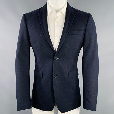 ACNE STUDIOS Pre-AW16 Size 38 Aron J Flannel Navy Wool Single Breasted Sport Coat