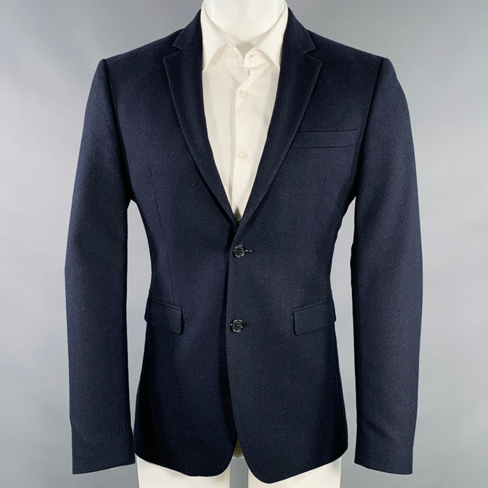 ACNE STUDIOS Pre-AW16 Size 38 Aron J Flannel Navy Wool Single Breasted Sport Coat