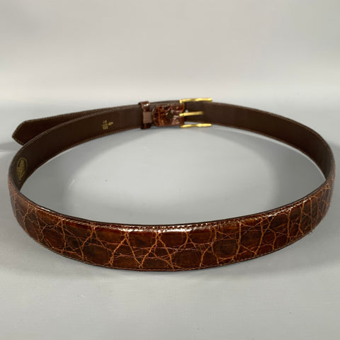 GARYS & COMPANY Size 40 Brown Crackled Crocodile Belt