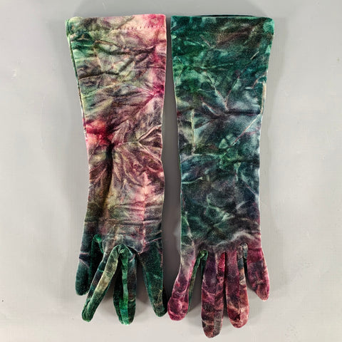 SHANEEN HUXHAM Green Purple Marbled Velvet Gloves