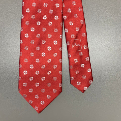 BRIONI Red White Floral Silk Tie