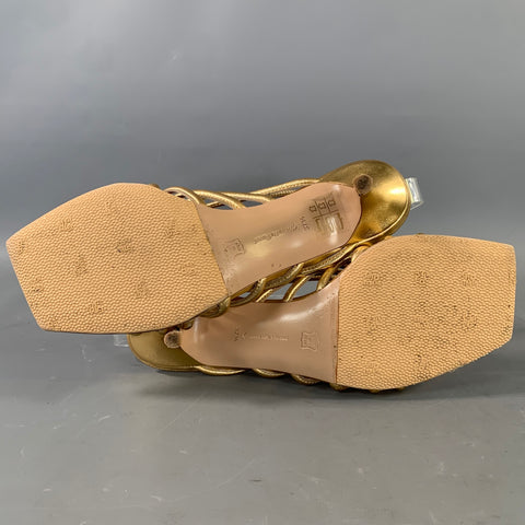GIANVITO ROSSI Size 7.5 Gold Strappy Sandals