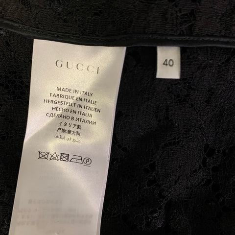 GUCCI Size S Black Silk Lace Button Up Shirt