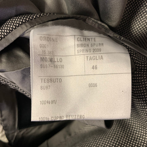SIMON SPURR Size 36 Grey Black Nailhead Wool Peak Lapel Suit