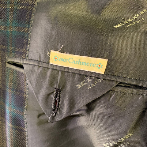 KITON Size 40 Green Charcoal Plaid Cashmere Notch Lapel Sport Coat