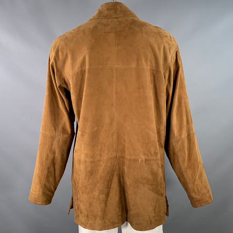 THE TERRITORY AHEAD Size L Camel Suede Single Breasted Coat