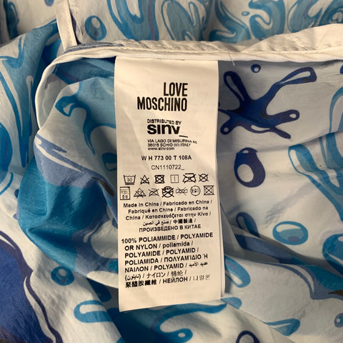 MOSCHINO Size 8 White Blue Polyamide Splash Raincoat